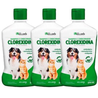 Imagem de Clorexidina Shampoo E Condicionador Dermatológico 500ml 3un - KELLDRIN