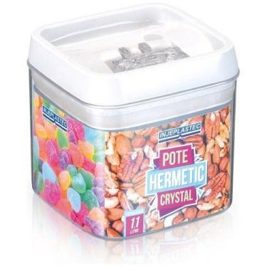 Imagem de Pote Hermético Acrílico Quadrado Médio 1,1 Lts - injeplas