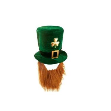 Imagem de Chapéu Cartola Saint Patricks Day em Veludo c/ Barba Irish Leprechaun 