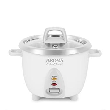 Imagem de Aroma Housewares Escolha panela de arroz inoxidável e aquecedor com panela interna não revestida, 6 xícaras (cozidas) / 1,2 litros, ARC-753SG, branco