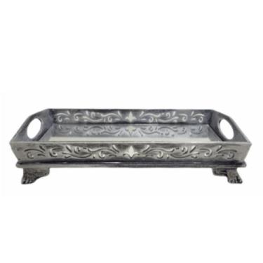 Imagem de Bandeja Decorativa - MDF + Fundo Espelhado Prata - Decoração de Mesa -
