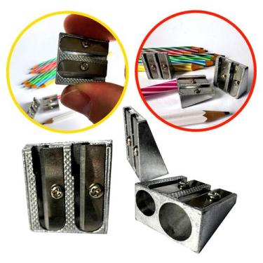 Imagem de Apontador Escolar 2 Furos Metal para Lápis Jumbo e Maquiagem - BRW