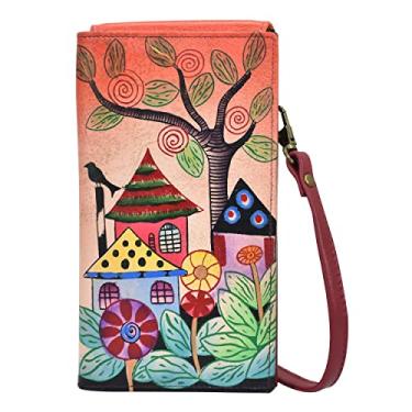 Imagem de Anna by Anuschka Carteira organizadora feminina de couro pintada à mão, Village of Dreams, tamanho único, Vila dos Sonhos