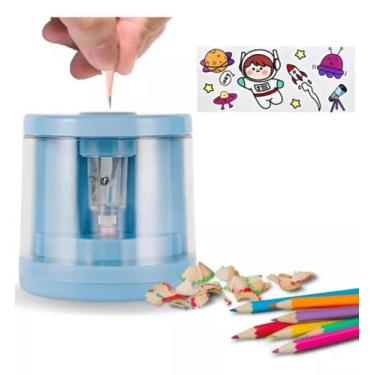 Imagem de Apontador De Mesa Elétrico Pilha Automático Escolar Criança - Tomate, 