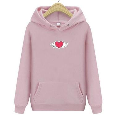 Imagem de Blusa de Frio Coração Asa Fofo Emoji Casaco Peluciado Moletom - Inove,