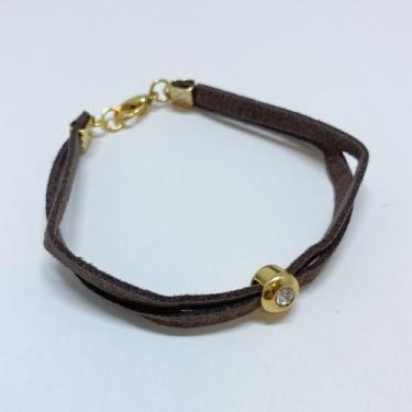 Imagem de Pulseira de Couro duplo folheado a Ouro - Farida Nesi Design