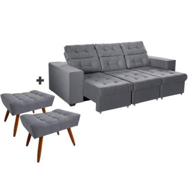 Imagem de Combo de Sofá 3 Lugares Itália Plus 2,10m Retrátil Reclinável com 2 Pu