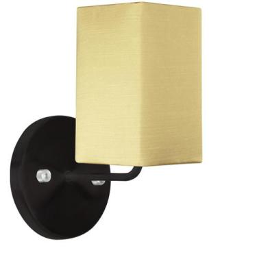 Imagem de Arandela Preta De Cupula Quadrada Shantung Dourado - MARRYLUZ