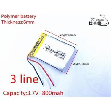 Imagem de (1peca) Bateria Clip + 3,7v 800mah 6mm X 30mm X 40mm Ml - - bgb