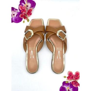 Imagem de Sandália Rasteira Feminina Vizzano Elegante Confortável, Camel, 6505, 