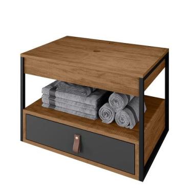 Imagem de Gabinete para Banheiro Harley com 1 Gaveta - Loja DoceLar, Preto/Canel