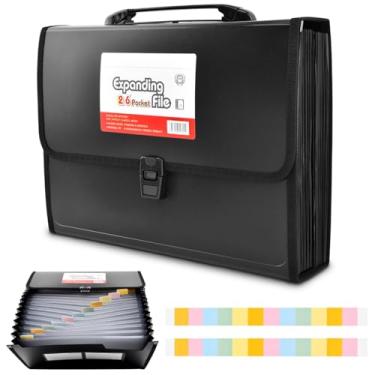 Imagem de Trasylph Organizador de arquivos sanfonado de 26 bolsos com fechadura, organizador de documentos com etiquetas, pasta expansível à prova de fogo, pasta organizadora de papel para arquivos de letras A4