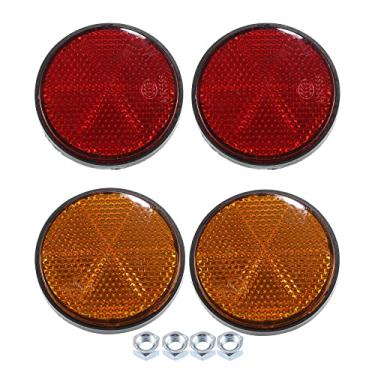 Imagem de X AUTOHAUX 4 peças M6 x 1,0 refletor de advertência refletivo universal de plástico vermelho laranja com parafuso redondo com porca para motocicleta e bicicleta
