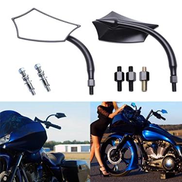Imagem de JMTBNO Espelhos retrovisores de motocicleta pretos de 8 mm para Harley Davidson Road King Street Glide Softail Electra Glide Road Glide Dyna Softail 1982-2018 2019 2020