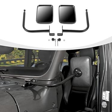 Imagem de Hoolcar Dobradiça do capô, espelhos retrovisores para porta fora do espelho anti-tremor, retrovisor sem porta, compatível com Jeep Wrangler JL JLU e Gladiator JT, preto, 1 par