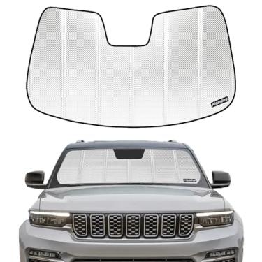 Imagem de Protetor solar de para-brisa B Pigenius para Jeep Grand Cherokee 2022-2024. Película de alumínio refletiva de atualização de 2024 para proteção interna máxima