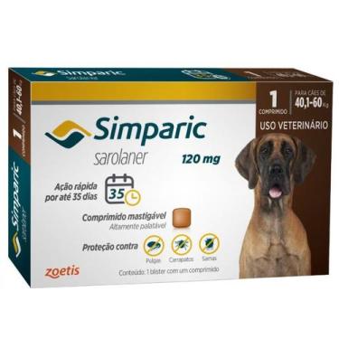 Imagem de Simparic Antipulgas e Carrapatos 120mg - 40,1kg a 60kg Zoetis 1cpr