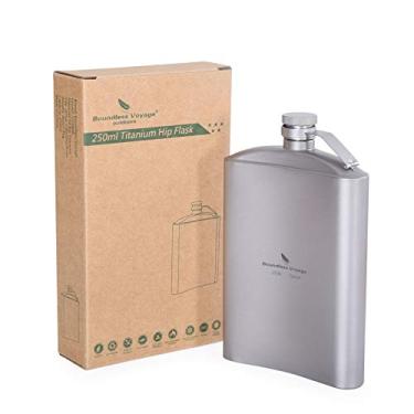 Imagem de usharedo Conjunto de vidro de garrafa de quadril de titânio com funil para acampamento piquenique bolso uísque vinho xícara de chá conjunto de saquê 250 ml