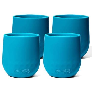 Imagem de Sili Wraps Taças de vinho de silicone inquebráveis - conjunto de 4 - livre de BPA, redemoinhos (água)