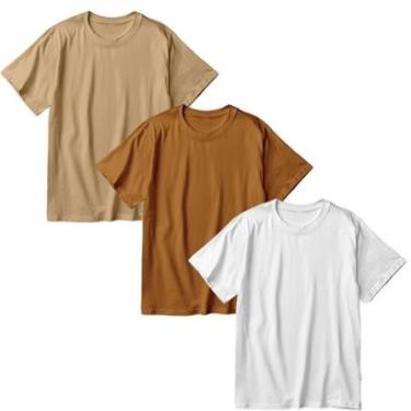 Imagem de Kit 3 Camisetas Oversized Masculina Algodão Premium Lisa Moda Streetwear-Masculino