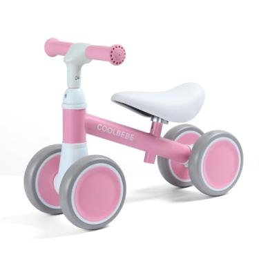 Imagem de COOLBEBE Bicicleta de equilíbrio para bebês de 1 ano de idade para meninos e meninas, bicicleta de equilíbrio infantil de 2 anos com 4 rodas silenciosas, presente de aniversário de um ano para