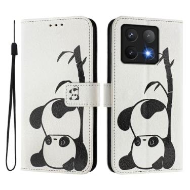 Imagem de Capa carteira para Xiaomi 14T Pro, 3 compartimentos para cartão, 1 compartimento para dinheiro, capa flip de couro PU com padrão fofo, capa com fivela magnética à prova de choque, compatível com