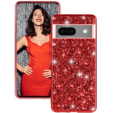 Imagem de Capa de silicone para Google Pixel 8A 5G Capa Glitter Sparkle Bling, capa traseira híbrida fosca de alto impacto resistente à prova de choque capa protetora para Google 8A capa fofa para mulheres 15.5