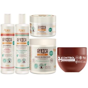 Imagem de Kit Africa Baoba Apse Anti Porosidade Capilar 5 Produtos Completo Com Mascara Ph Control 280g
