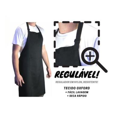 Imagem de Avental Com Bolso Oxford Preto Cozinha Hamburgueria Chef - Visual Unif