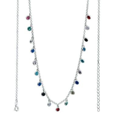 Imagem de Colar Zircônias Coloridas Ajustável em Prata - Sartolini Joias