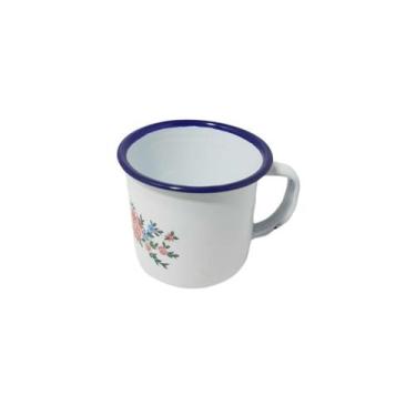 Imagem de Caneca esmaltada estampada  branca  650ml 10cm café chá - YAZI
