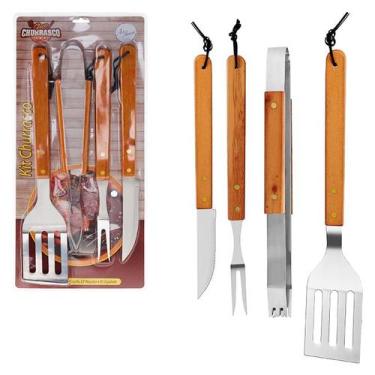 Imagem de Kit Churrasco C/04 Peças Wood Art House 833706 - ZEIN, ÚNICO