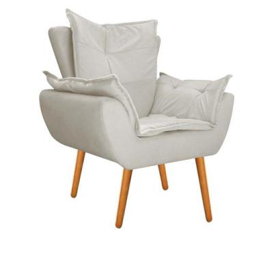 Imagem de Poltrona Decorativa Fenzzi Pés Palito Mel Sala de Espera Recepção Sued