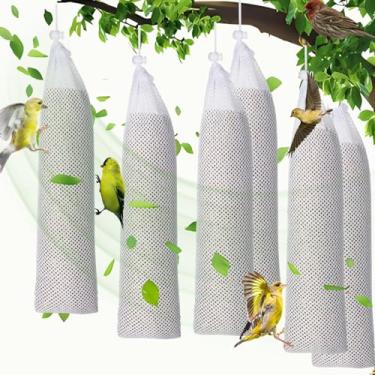 Imagem de AHSNYLC Meia alimentadora de pássaros selvagens - 6 peças de meias de sementes de pássaros, bolsa de alimentador de pássaros, rede de alimentador de pássaros, bolsa de alimentação de malha meia vazia