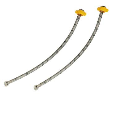 Imagem de Engate Rabicho Par Mangueira Monocomando Flexivel Trançado Conexao Femea Misturador Agua Quente Fria Pia Torneira Banheiro Cozinha