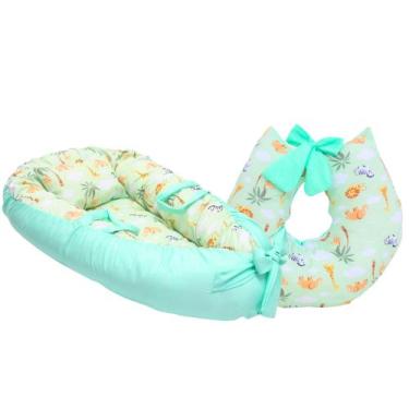Imagem de kit Ninho Redutor de Berço + Almofada Amamentação Linha Safari - Jbaby
