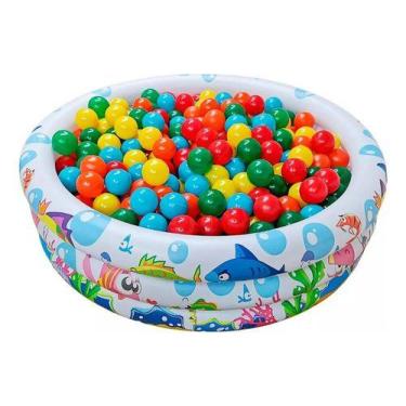 Imagem de Piscina Infantil Inflável 180 Litros Colorida + 50 Bolinhas - Wellmix,