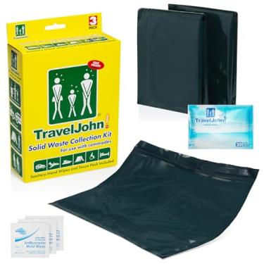 Imagem de TravelJohn Sacos de lixo sanitários portáteis – Pacote com 3 – Design duplo à prova de vazamento – Bolsa interna com gel líquido – acampamento, caça, caminhadas, pesca e mais