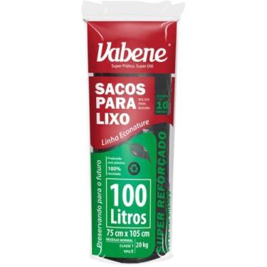 Imagem de Saco para Lixo 100L Preto 75X105CM 40 Micras RL.C/10 - Vabene