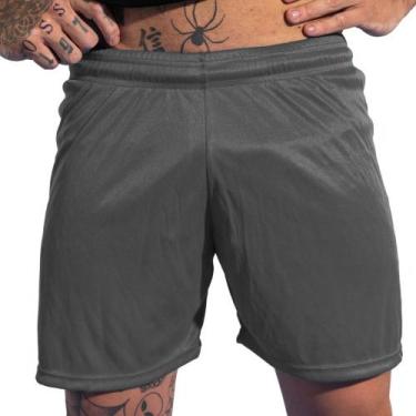 Imagem de Short Futebol Calção Bermuda Treino Jogo Cinza 1 Fit, P, Cinza