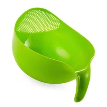 Imagem de Cesta do Filtro de Lavagem do Arroz Com Punho, Filtro Plástico do Alimento do Coador Versátil Filtro da Cozinha para Arroz, Legumes, Frutas (Grande Verde)