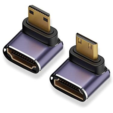 Imagem de AreMe Adaptador Mini HDMI para HDMI 8K (pacote com 2), para cima e para baixo, ângulo reto de 90 graus, mini HDMI macho para HDMI fêmea, conector conversor para Raspberry Pi Zero, câmera DSLR,