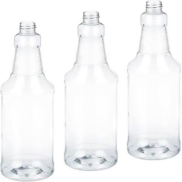 Imagem de Pacote com 3 frascos de spray de grau profissional, livre de BPA de 946 ml – apenas frascos. Cabeças de pulverização não incluem garrafas de plástico resistente transparentes de 946 ml para pulverização de produtos químicos e alvejante. Melhor material de limpeza doméstica e comercial
