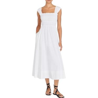 Imagem de Club Monaco Vestido longo feminino de algodão com corpete, Branco/branco, M