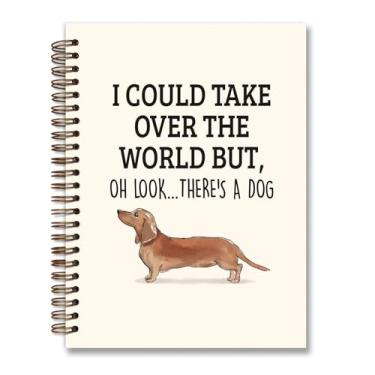 Imagem de foedor Caderno espiral de cachorro fofo, caderno para cães, presentes de dachshund para amantes de cães, meninas adolescentes, mulheres, capa dura, caderno espiral pautado universitário, 14 × 21 cm,