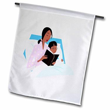 Imagem de 3dRose fl_56123_1 Bandeira de jardim história de hora de dormir com mãe afro-americana N infantil, 30 x 45 cm