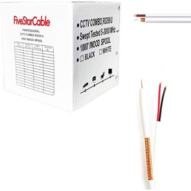 Imagem de FiveStarCable Etl Litsted Rg59 Siamês 1000 Pés. Cabo Coaxial Cctv - Combo 20 Awg Rg59 + 18/2 18Awg Power
