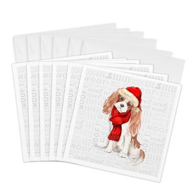 Imagem de 3dRose Cartões comemorativos - Spaniel Lover Cavalier King Charles Dog Holiday Ready - 15 x 15 cm, conjunto de 6 (gc_299896_1)