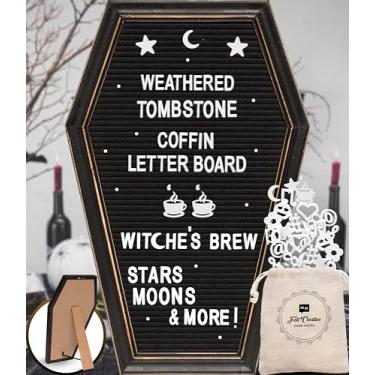 Imagem de Quadro de letras de feltro de caixão gótico para decoração de casa (preto) – Placa de mensagem gótica assustadora e assustadora Felt Creative Home Goods