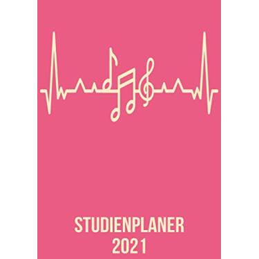 Imagem de Studienplaner 2021: DIN A4 Kalender von 01/2021-12/2021 1 Tag = 1 Seite mit großem Tageskalender und großartiger Übersicht. Monatsübersicht, ... / Musiknoten Musiker heartbeat herzschlag